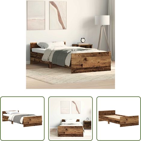 vidaXL Estructura de cama sin colchón de madera antigua 75x190 cm (1/5)