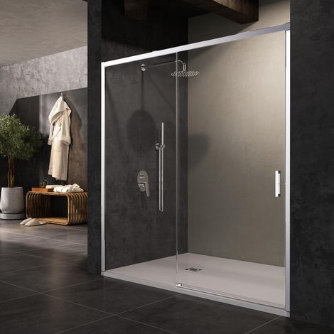 IMEX - Mampara Frontal 1 Fija + 1 Corredera Serie Easy Cromado 120 cm (1/5)
