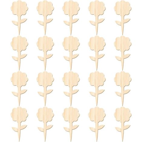 Etiquettes Plantes - Bambou Naturel - Pour Jardin Potager Serre Pépinière - Forme Fleur Feuille Papillon - 20 Pièces (1/5)