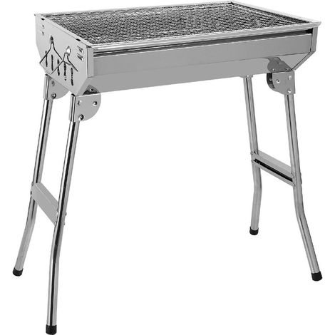 TRADE SHOP - Barbecue A Carbone Pieghevole In Acciaio Supporto Per Picnic Campeggio Autoportante 638961 - (1/5)