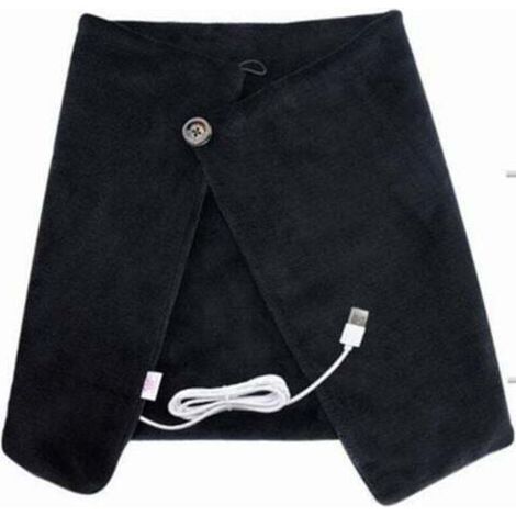 Châle Chauffant Électrique Couverture chauffante Coussin Respirant USB Châle chauffé Unisexe pour Soulagement de Douleur épaule Genoux Ventre Noir (1/4)