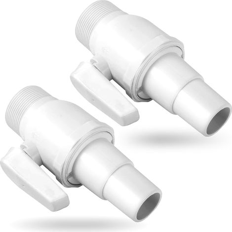 Confezione da 2 valvole a sfera di ricambio a 2 vie SP0729 compatibili con i filtri per piscina Hayward, 3,8 cm MIP x 3,8 cm – 3,2 cm, plastica ABS non corrosiva, pressione massima 50 PSI (1/5)