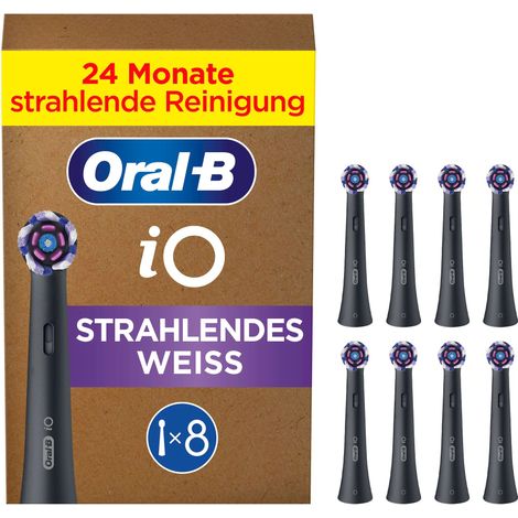 Oral-B iO Radiant White Schwarz 8er FFU Aufsteckbürsten