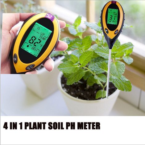Humidimètre du sol 4 en 1, pH-mètre numérique/humidité du sol/température des plantes/intensité lumineuse, écran LCD rétroéclairé (1/5)