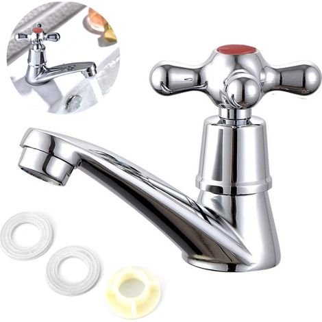 Robinet Lavabo Eau Froide - Finition Chromée - Tête Cascade - Filtre Intégré - Dimensions 12,5 x 8,8 x 7 cm - Pour Lavabo Cuisine Salle de Bain (1/5)