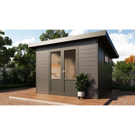 Wolff Finnhaus WPC Gerätehaus Terra 3030 28 Anthrazit/Hellgrau Gerätehaus aus Holz/Kunststoff in Anthrazitgrau, Geräteschrank mit 28 mm Wandstärke Gartenhaus (1/5)