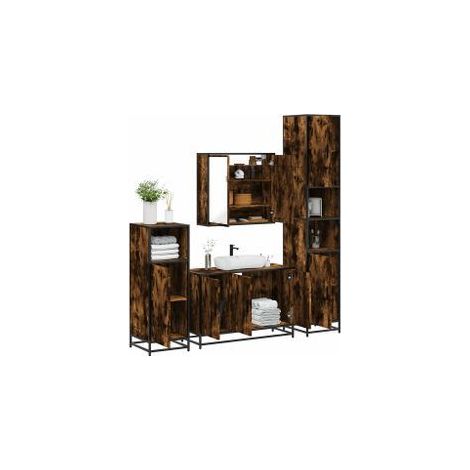 Ensemble meubles salle de bain 4 pcs chêne fumé bois ingénierie (1/5)