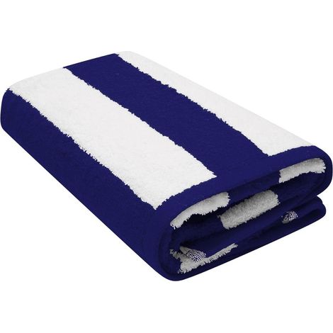 Serviette de plage rayée K Collection, lot de 2, taille unique, bleu marine (1/3)