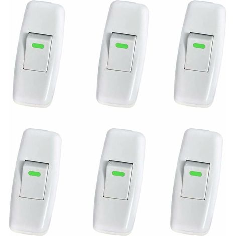 Interrupteur Lampe, Interrupteur Torpedo, Ligne Cordon Interrupteur, Interrupteur Lampe de Chevet, Interrupteur à Bascule en Ligne pour Lampe de Table de Chevet Remplacement du Bouton Marche, 6 Pack (1/5)