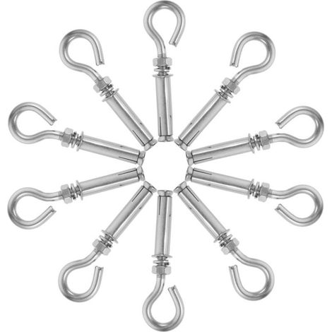 10 pièces Boulons Expansion Acier Inoxydable Crochet à Œil Résistant pour Ancrage Mur Béton Usage Industriel et Domestique (1/4)