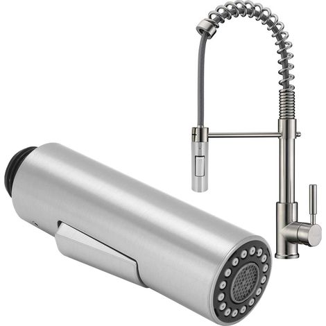 Grifo de cocina G1/2 con cabezal rociador extraíble, a prueba de salpicaduras, plástico ABS niquelado [Cabezal de ducha] [Dos modos] (1/5)