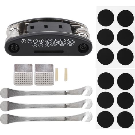 Kit de réparation de pneus de vélo 21 pièces, outil de réparation de crevaison 16 en 1, outil multifonction (1/5)
