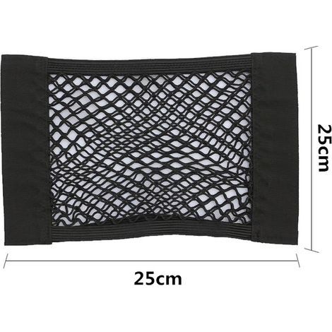 Voiture arrière arrière maille coffre siège élastique chaîne filet magique autocollant universel sac de rangement poche Cage Auto organisateur siège sac arrière 25 x 25 cm (1/3)