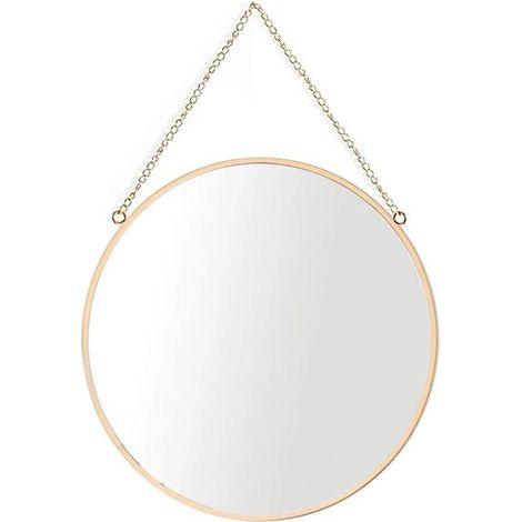 Hanging Mirror, 30 x 30 cm Round Makeup Mirror for Bathroom, Brass Frame with Hanging Chain [Medium Size]