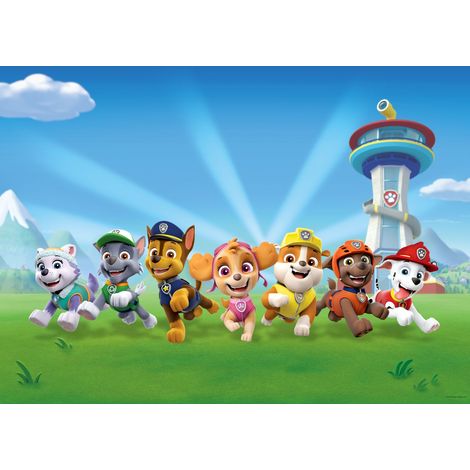 papier peint panoramique PAW Patrol - La Pat' Patrouille vert et bleu  - Sanders & Sanders
