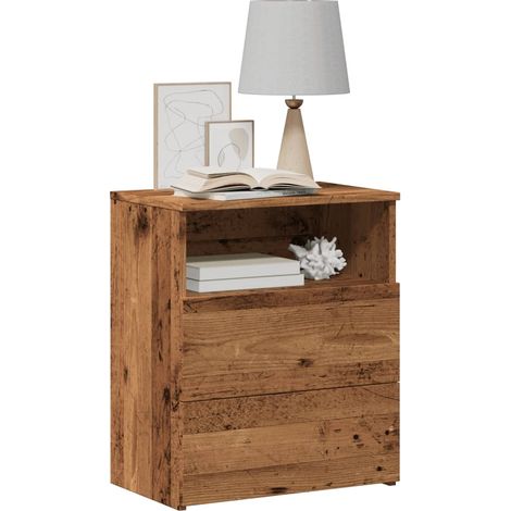 Table de chevet, Table de nuit, Table d'appoint vieux bois 50x32x60 cm bois d'ingénierie FR427079 DESIGN IN (1/5)