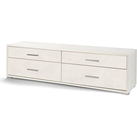 Niedriger TV-Schrank aus Holz mit vier Schubladen in Ossido White 179x47x h50 cm