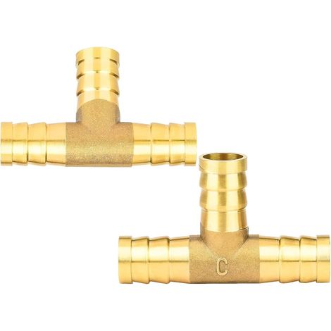 T-tuyau connecteur 12mm T pièce en laiton air comprimé raccord de tuyau 3 voies T-pièce pour tuyau d'air comprimé 2 pièces (1/5)
