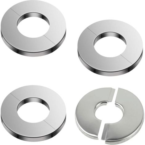 Set of 4 stainless steel rosettes, pipe clamps, self-adhesive rosette cover, no drilling required, base plate for taps and heating pipes - 40 mm (1/5)