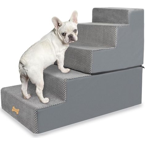1 Escalier Pour Chien 5 Marches Mousse Haute Densité Housse Amovible Antidérapante Pour Lit Canapé (1/5)