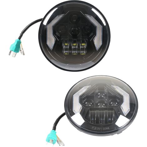 Phares LED ronds de 7 pouces avec feux de route et de croisement, feux de jour, étanches IP67, pour voiture et moto (lot de 2). (1/5)