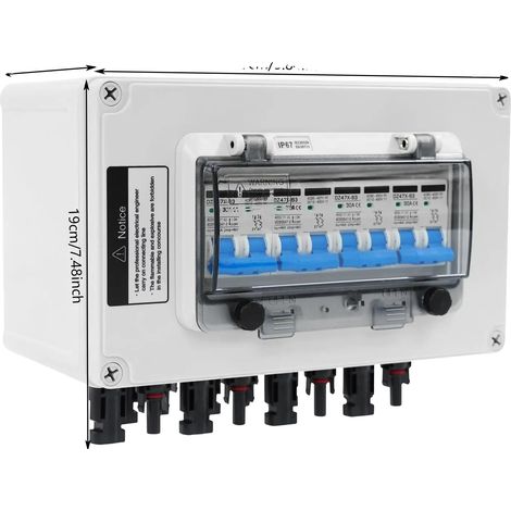 Caja combinada fotovoltaica, protección contra sobretensiones, diseño impermeable, salida 4 en 4 - 30A, L-a (1/2)