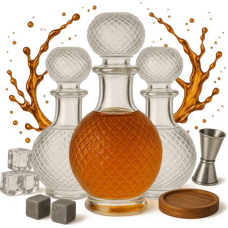 Lot de 5 carafes en verre LUNA de 500 ml pour liqueurs et alcools (bouteilles en verre à offrir) (1/5)