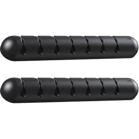 Set mit 2 Kabelhaltern für Zuhause und Büro – 12,50 x 2,00 x 1,40 cm – Schwarz (1/4)