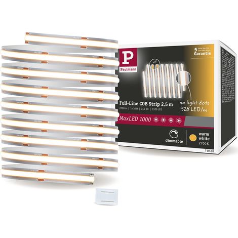 Paulmann 71050 MaxLED 1000 Strip LED Full-Line COB strip singola 2,5m 30W 2700lm 528LEDs/m 2700K dimmerabile argentato plastica (1/5)