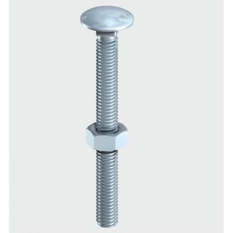 TIMCO Carriage Bolts DIN603 & Hex Full Nut DIN934 Silver - M6 x 150 (1/2)