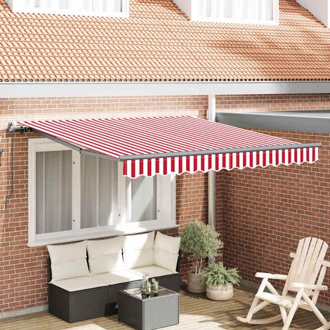 Toldo retráctil Rojo y blanco 350 x 250 cm Poliéster y Aluminio vidaXL