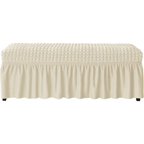 Coprisedia/panca da pranzo con gonna elasticizzata morbida, copri poggiapiedi in poliestere, copri sgabello da pianoforte con motivo a bolle, adatto per soggiorno e camera da letto - taglia M, beige