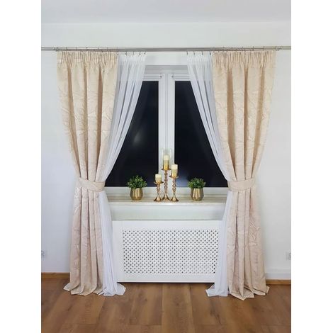 Rideau décoratif à motif de feuilles - crème (1/5)