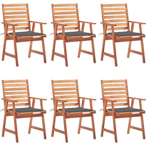 vidaXL Sillas comedor de jardín y cojines 6 uds madera maciza acacia (1/5)