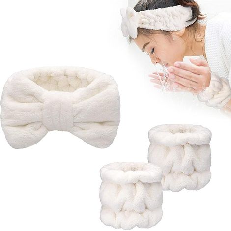 Bandeau de Douche et Bracelets Microfibre pour Femmes - Set Spa Sport Yoga (1/5)