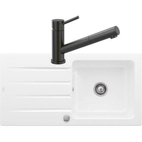 Evier 1 bac VILLEROY ET BOCH Architectura 60 vidage auto + Robinet de cuisine Como Shower
