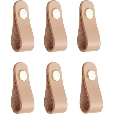 Leather Door Handles - 6 Leather Handles - Leather Furniture Handles with Screws Accessories - Cupboard Pulls for Cabinet, Kitchen and Door (1/5)