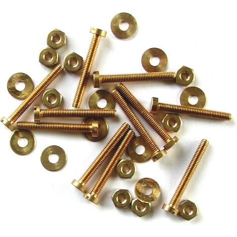 10 viti (10/20 mm) + 10 rondelle + 10 dadi Ø 2,5 mm MAXICRAFT