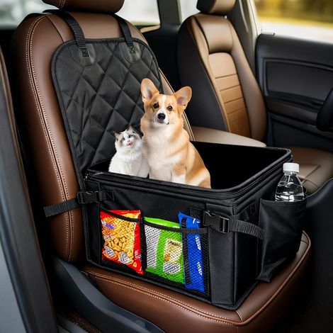 Siège auto pour chien, extra stable, avec parois renforcées et ceintures de sécurité, étanche, pour sièges arrière et avant, lit de voiture pour chiens de petite et moyenne taille (1/5)