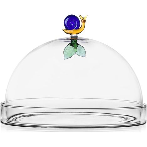 Dôme avec assiette escargot et feuille Collection Animal Farm D 20 cm Verre borosilicate Fait à la main (1/2)