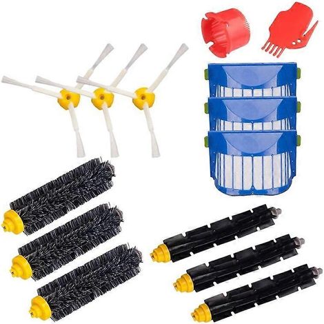 Kit d'accessoires de rechange pour iRobot Roomba série 600 (675, 690, 680, 671, 652, 650, 620) : filtre, brosse rotative et 14 pièces. (1/2)