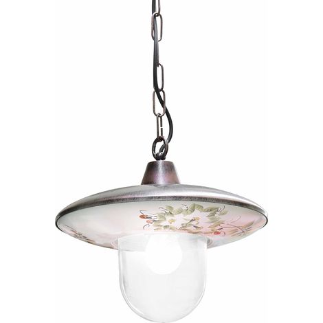 Sospensione Esterno Classica Latina Metallo Ceramica Nero Sfumato 1 Luce E27 (1/5)