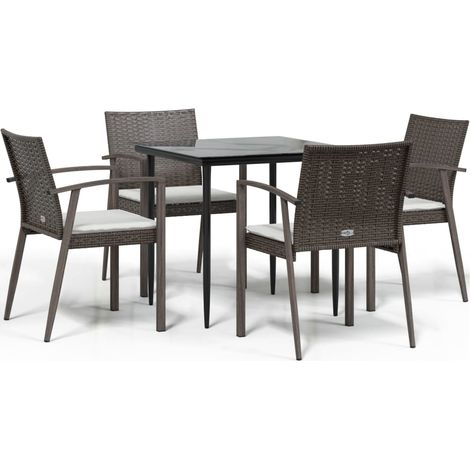 Maison Exclusive - Juego comedor jardín 5 piezas y cojines ratán (1/5)