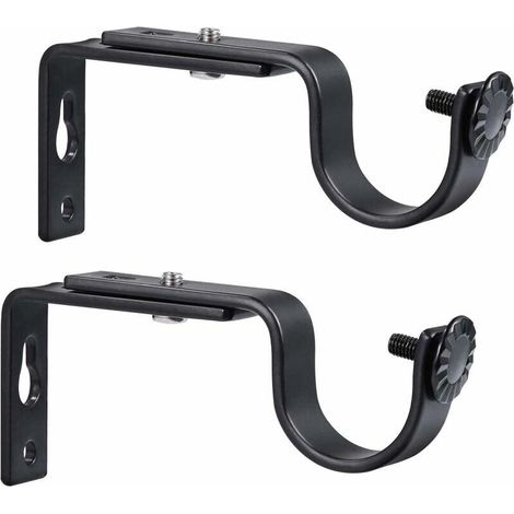 Supports de Tringle à Rideau Réglable Support de Barre de Rideau 20-28mm (Noir) 2pcs (1/5)