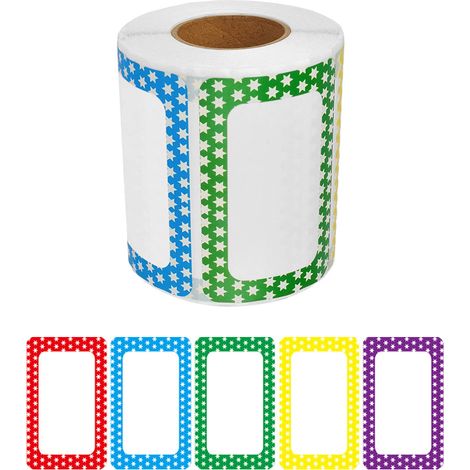 Etiquettes Adhesives Nom - 89 x 58 mm - Style Étoile - 5 Couleurs - Pour Bureau École Réunions Envois Postaux - Lot de 1 (1/5)