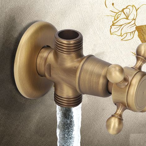 Vanne d'angle tout cuivre de style ancien, vanne d'angle renforcée pour eau chaude et eau froide de style rétro, vanne d'arrêt antidéflagrante (1/5)