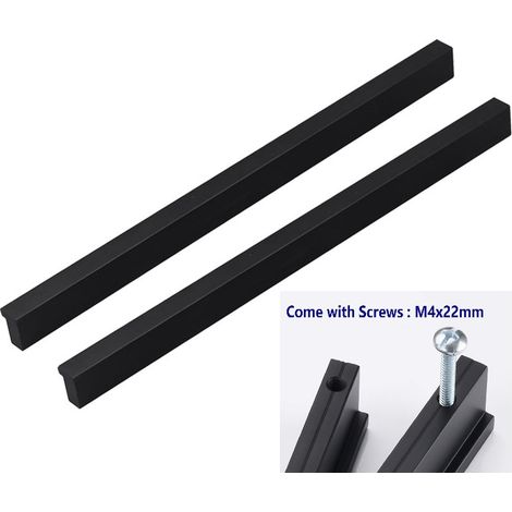 MINKUROW 2x 90° L Pomos de Puerta Cocina Dormitorio Puerta Gabinete Manijas Manija Pomo de Puerta de Gabinete para Cajón Armario Tirador de Muebles Interior, Distancia al Centro 352mm, Aluminio (1/5)