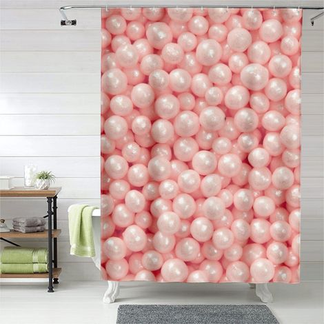 Rideau de douche cœurs Valentine romantique, tissu imperméable, rideau salle de bain, 90x180 cm (1/5)