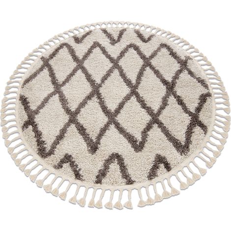 Teppich BERBER BENI Kreis sahne Franse berber marokkanisch shaggy beige rund 120 cm