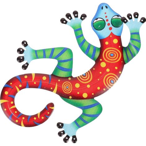 Gecko Pendant Light Iron Wall Decoration 8.66 x 5.31 x 0.20 Inches Carving Craft Lizard for Home, Office, Bathroom and Outdoor (1/5)